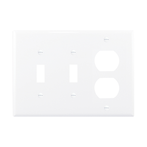 Eaton Cooper Wiring Devices PJ28W 3-Gang White Polycarbonate Medium Combination Wallplate (White)