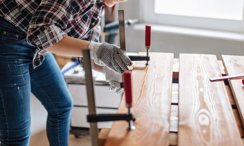 Woman working on home project