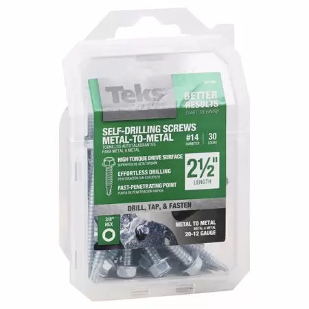 Teks #14 2-1/2 in. External Hex Flange Hex-Head Self-Drilling Screws