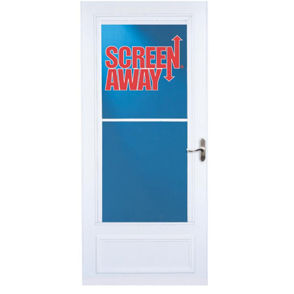 Larson Screenaway Lifestyle 36 In. W x 80 In. H x 1 In. Thick White Mid View DuraTech Storm Door